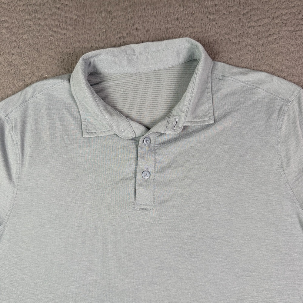 Lululemon Evolution Polo Shirt Mens L Blue Short Sleeve Golf Soft Stretch
